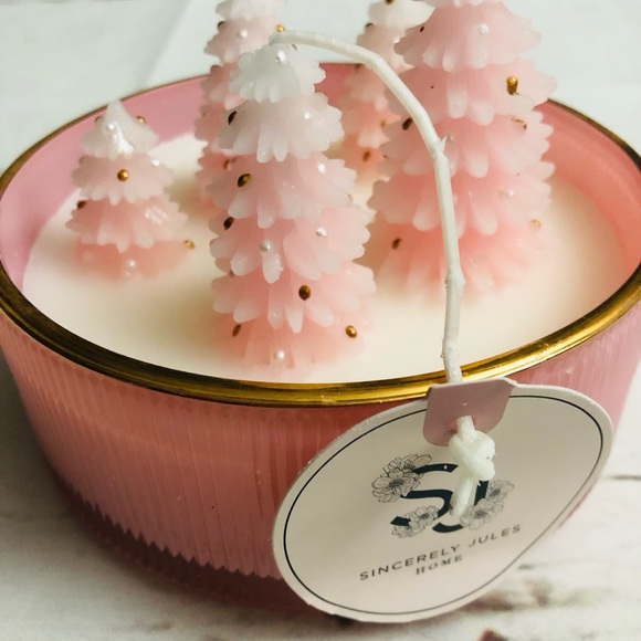 VIRAL Sincerely Jules Sparkling Forest Christmas Holiday Pink Tree Candle - Picture 10 of 10
